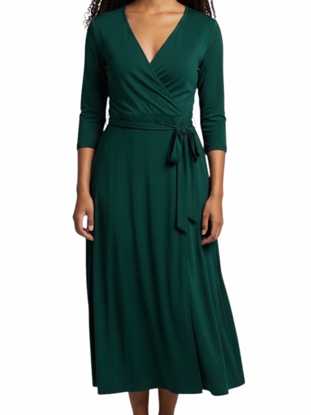 Lauren Ralph Lauren Forest Green Faux Wrap Jersey Dress Size 14